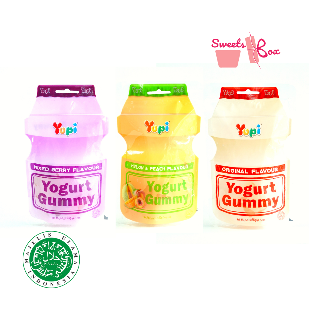 Yupi Yogurt Gummy Original / Mixed Berry / Melon & Peach 35g - Halal Certified - Image 2