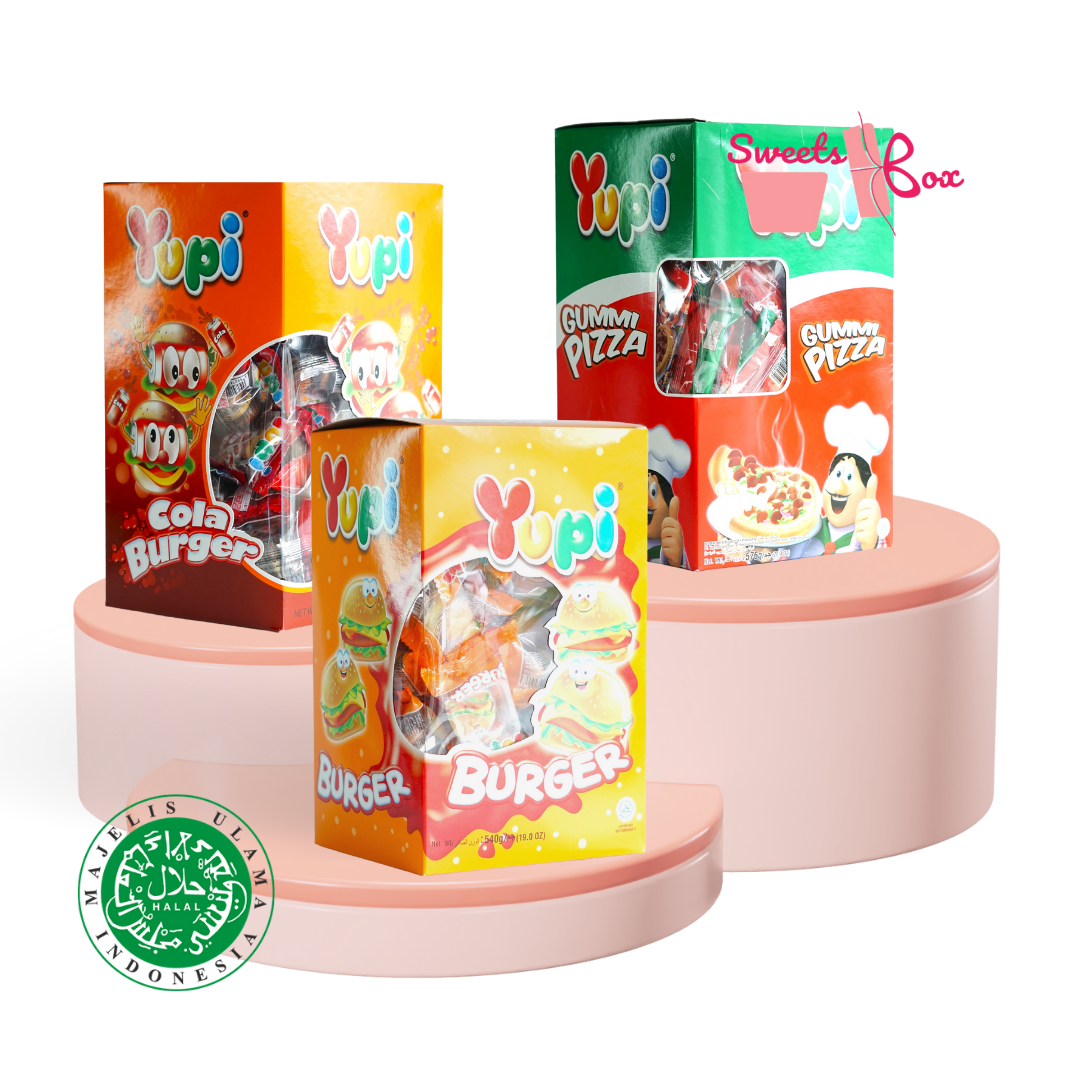 Yupi Gummy Candy Burger / Cola Burger / Pizza 72pcs - Halal Certified
