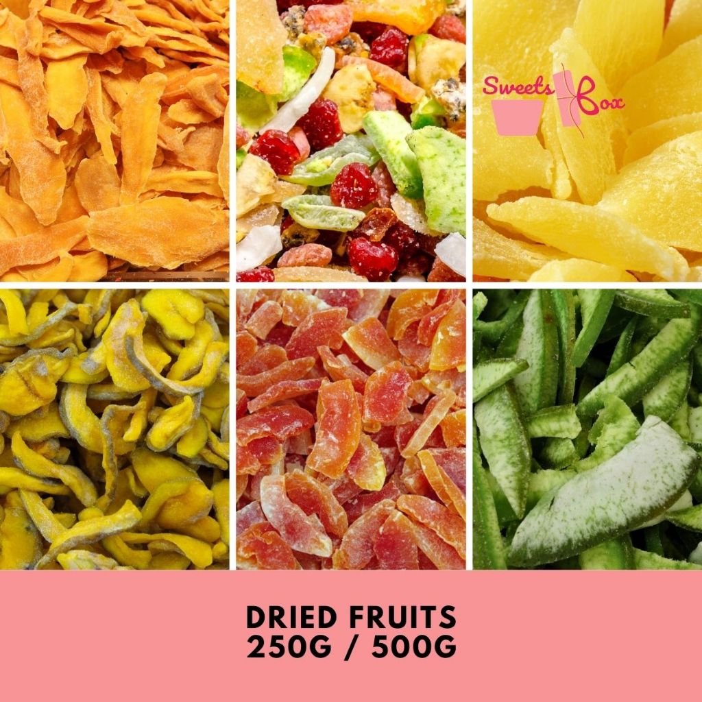 Dried Fruits 250g 500g - Dried Guava Dried Mango Dried Papaya Dried Pineapple Dried Pomelo Dried Mix Fruits - Halal